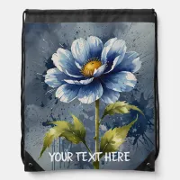 Blue flower watercolour pattern  drawstring bag