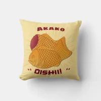 Taiyaki Fish Oishii Japanese Food Illustration Throw Pillow