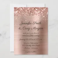 Glittery Rose Gold Foil Wedding Invitation