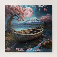 Tranquil Fishing Boat on Lake Mount Fuji Volcano Jigsaw Puzzle