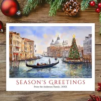 Watercolor Christmas in Venice Italy Travel  Holiday Postcard