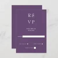 Simple Elegant Minimal Modern Purple RSVP Card