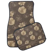 Chic Boho Gold Foil Floral Pattern Car Floor Mat