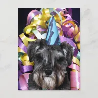 Birthday Party Schnauzer Ribbon Behind Postcard