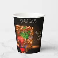 2025 wishes with fireworks and bubbles paper cups