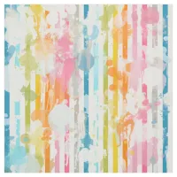 Rainbow Watercolor Stripes and Paint Splatters Fabric