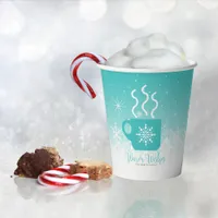 Mug Steaming Hot Drink w/Snow Border ID595 Paper Cups