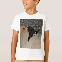 Cat Sleeping on top of Couch Kids Tagless T-Shirt