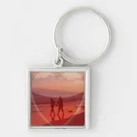 Couple on the Beach Valentine Keychain