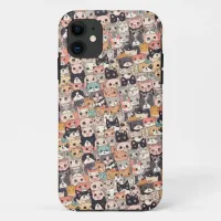 Anime cats repeating pattern Case-Mate iPhone case
