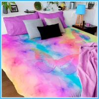 [Watercolor Dreams] Soft Pastel Colors Butterfly Duvet Cover