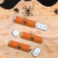 Giant Halloween Spider in its Web orange bg Breath Savers® Mints