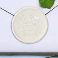 Just Married Modern Elegant Couple Wedding Names Wax Seal Sticker