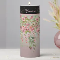 Soft Pink Floral Candle