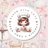 Modern Baked With Love Bakery Sticker