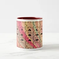 Totally Awesome Dad Puzzle Text Pink/Brown Pattern Two-Tone Coffee Mug