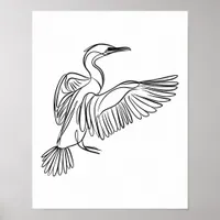 Cormorant Line Art Irish Coastal Wildlife Poster