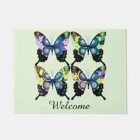 Aqua, Pink, and Yellow -  Elegant Butterflies Doormat