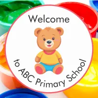 Cute Welcome to Primary School Teddy Bear Kids Classic Round Sticker