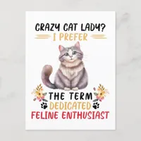 Funny Crazy Cat Lady Quote Postcard