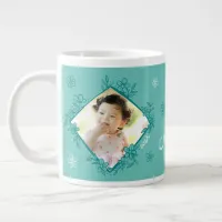 Floral Frame Teal & White Custom Photo Gift Mug