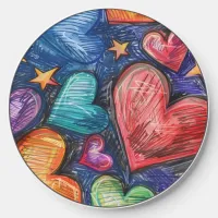 Hand Drawn Hearts & Stars Wireless Charger