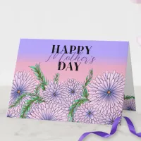 Purple Pink Flowers and Green Leaves Mother's Day Card