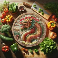 'Year of the Dragon 2024' Traditional Ceramic Tile Cutting Board