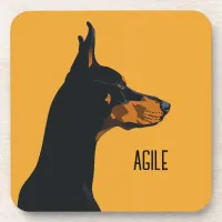 Yellow Doberman Beverage Coaster