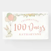 Cute Vintage Bunny Floral 100 Day Celebration Banner
