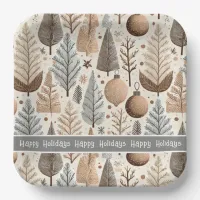 Earth Tones Christmas Pattern#25 ID1009 Paper Plates