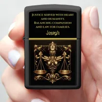 Elegant Depiction of Lady Justice in Golden Tones Zippo Lighter