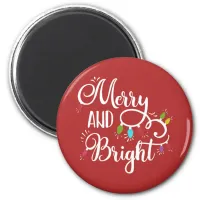 merry and bright holiday lights magnet