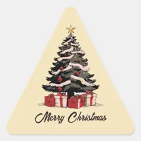 Retro Merry Christmas Tree Sticker