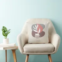 Modern  Abstract Boho Color Palette Simple Leaf Throw Pillow