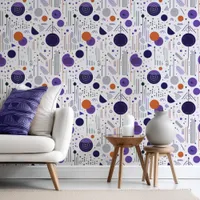 Retro Geometric Abstract Pat3 Purple Orange ID1067 Wallpaper