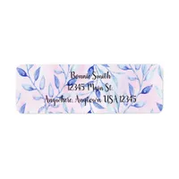 Watercolor Blue Leafy Vine Label