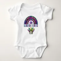 Mardi Gras Rainbow and Mask Baby Bodysuit