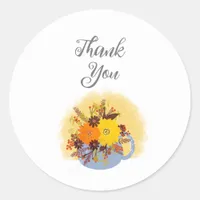 Modern Sunflower Rustic Country Wedding Classic Round Sticker