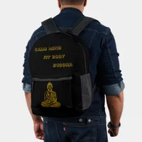 Golden Buddha in Calm Pose Printed Backpack