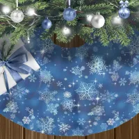 Prettiest Snowflakes Pattern Blue ID846 Brushed Polyester Tree Skirt