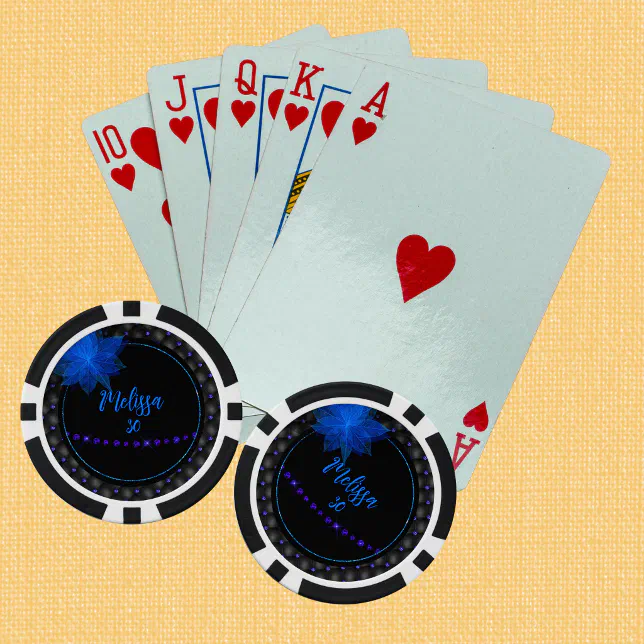 Gothic Black and Blue Birthday  Poker Chips