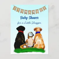 Boy's Baseball and Dogs Themed Baby Shower Postcard