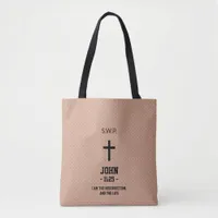 Beige Dotted Pattern Bible Chapter Verse Christian Tote Bag