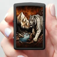 White Tiger By The Mountain Stream Zippo Lighter