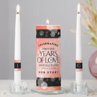 Elegant 35th Coral Wedding Anniversary Celebration Unity Candle Set