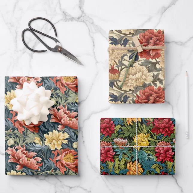 William Morris Floral Style Wrapping Paper Sheets