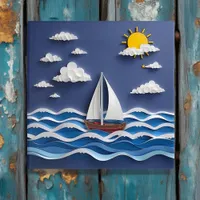 Sailboat and Sunshine | Paper Quilling  Acrylic Print