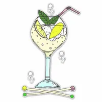 Gin Cocktail Glass with Ice and Lemon Slices Sticker