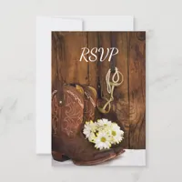 Cowboy Boots, Daisies, Horse Bit Wedding RSVP